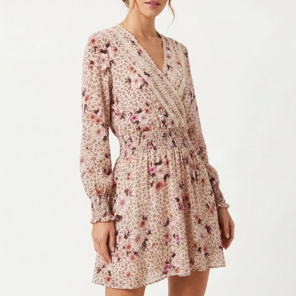 American Rag Dress Mini Pink Floral Coquette Cottage Boho Festival Pink M